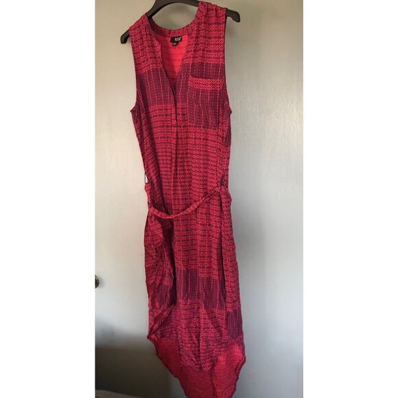 a.n.a . Dress women's Sz Large Sleeveless v-neck buttons hi-low hem pocket belt - Picture 1 of 5